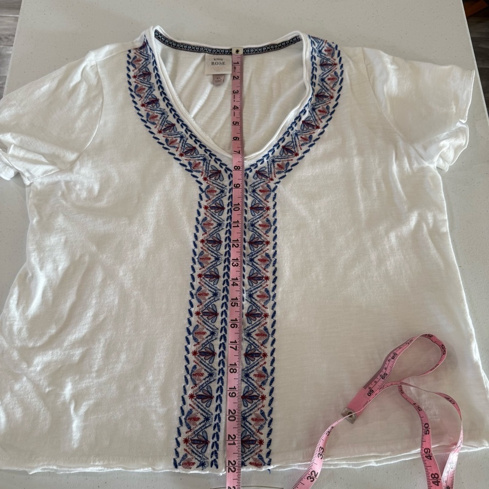 Knox Rose Short Sleeve White Top Embroidery Patriotic Dragonfly Women’s Size XL - Picture 5 of 10